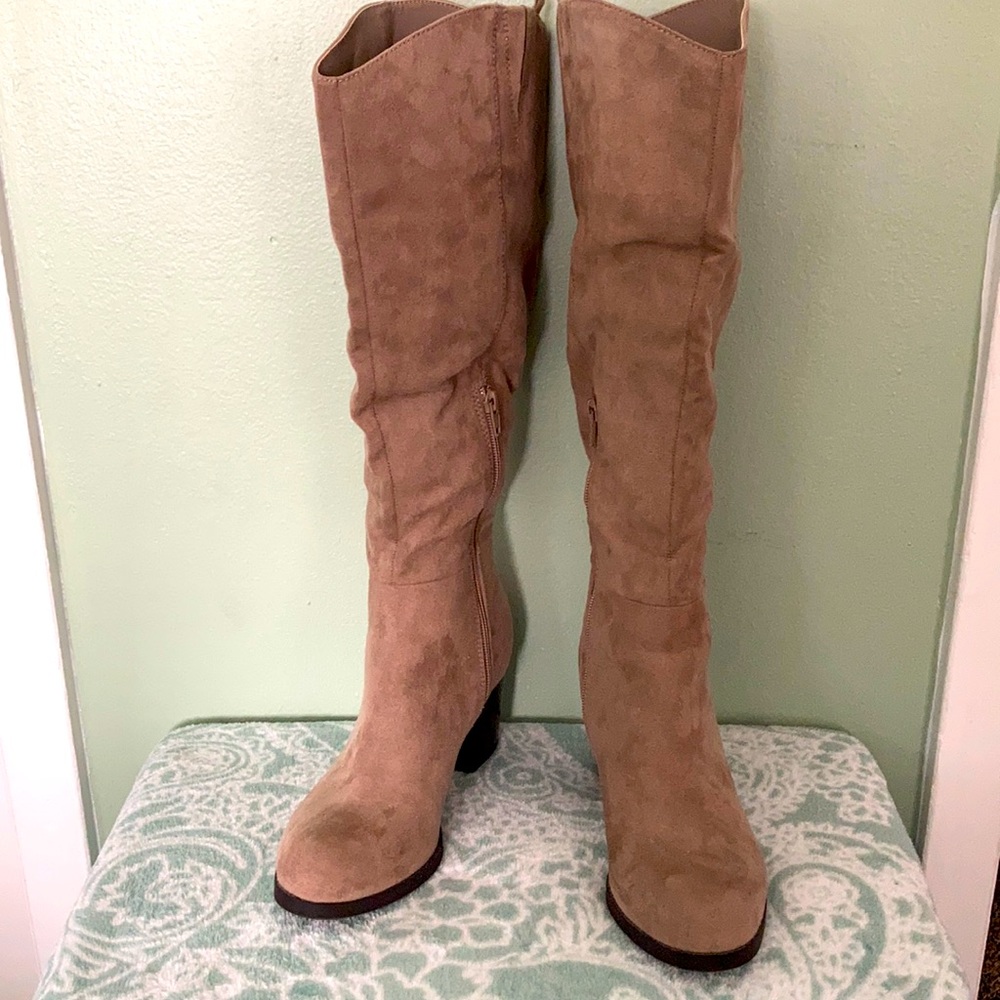 Tall Sued Boots Taupe from Old Navy